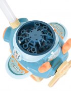 MONI Masina electrica de facut baloane pentru copii Flyer Albastru cu maner de impingere design avion solutie de baloane 2x60ml inclusa