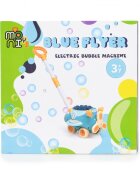 MONI Masina electrica de facut baloane pentru copii Flyer Albastru cu maner de impingere design avion solutie de baloane 2x60ml inclusa
