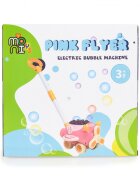 MONI Masina electrica de facut baloane pentru copii Flyer Roz cu maner de impingere design avion solutie de baloane 2x60ml inclusa