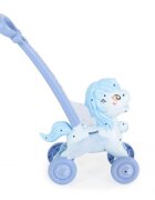 MONI Masina electrica de facut baloane pentru copii Pony Blue Wings cu maner de impingere design avion solutie de baloane 2x60ml inclusa