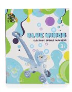 MONI Masina electrica de facut baloane pentru copii Pony Blue Wings cu maner de impingere design avion solutie de baloane 2x60ml inclusa