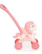 MONI Masina electrica de facut baloane pentru copii Pony Pink Wings cu maner de impingere design avion solutie de baloane 2x60ml inclusa