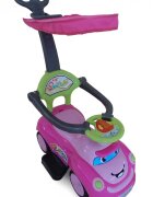 MONI Masinuta copii fara pedale Smile Pink 2 in 1 cu maner de impins pentru parinti suport pentru picioare bara de protectievolan cu lumini si melodii pana la 20 kg