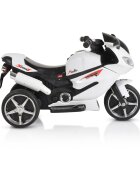 MONI Motocicleta electrica pentru copii Comet White 6V7AhRoti rezistenteOglinzi retrovizoareLampi frontale si lumini LEDMuzicaMufa MP3USBPornire la butonSezut ergonomic