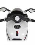 MONI Motocicleta electrica pentru copii Comet White 6V7AhRoti rezistenteOglinzi retrovizoareLampi frontale si lumini LEDMuzicaMufa MP3USBPornire la butonSezut ergonomic