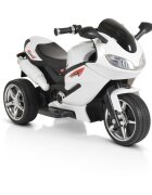 MONI Motocicleta electrica pentru copii Comet White 6V7AhRoti rezistenteOglinzi retrovizoareLampi frontale si lumini LEDMuzicaMufa MP3USBPornire la butonSezut ergonomic