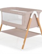 MONI Patut pentru bebelusi Kalinihta Premium Beige 90x53x74 cm cu suport pentru accesoriiplasa insecte si saltea inclusa recomandat de la nastere pana la o greutate de maxim 11 kg