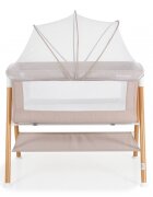 MONI Patut pentru bebelusi Kalinihta Premium Beige 90x53x74 cm cu suport pentru accesoriiplasa insecte si saltea inclusa recomandat de la nastere pana la o greutate de maxim 11 kg