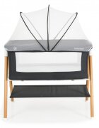 MONI Patut pentru bebelusi Kalinihta Premium Black 90x53x74 cm cu suport pentru accesoriiplasa insecte si saltea inclusa recomandat de la nastere pana la o greutate de maxim 11 kg
