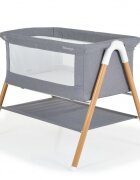 MONI Patut pentru bebelusi Kalinihta Premium Grey 90x53x74 cm cu suport pentru accesoriiplasa insecte si saltea inclusa recomandat de la nastere pana la o greutate de maxim 11 kg