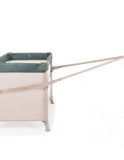 MONI Patut pliabil copii cu laterala culisanta Next level Green3 variante de folosire 2 nivele saltea pliabila inclusa curea fixare la patul parintilor laterale din plasa pentru ventilatie geanta transport125x65x74cm