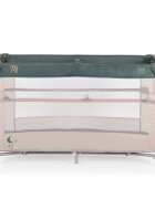 MONI Patut pliabil copii cu laterala culisanta Next level Green3 variante de folosire 2 nivele saltea pliabila inclusa curea fixare la patul parintilor laterale din plasa pentru ventilatie geanta transport125x65x74cm