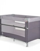 MONI Patut pliabil copii cu laterala culisanta Next level Grey3 variante de folosire2 nivelesaltea pliabila inclusacurea fixare la patul parintilorlaterale din plasa pentru ventilatiegeanta transport125x65x74cm