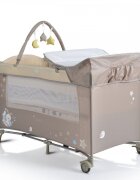 MONI Patut pliabil de calatorie 2in1 Sleepy New Beige 120x60cm cu 2 niveleroti cu blocareusa de acces cu fermoarlaterala cu plasa de ventilatiepliabil compactsaltea pliabilabara cu jucariisaltea de infasat si geanta