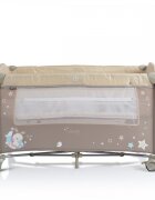 MONI Patut pliabil de calatorie 2in1 Sleepy New Beige 120x60cm cu 2 niveleroti cu blocareusa de acces cu fermoarlaterala cu plasa de ventilatiepliabil compactsaltea pliabilabara cu jucariisaltea de infasat si geanta