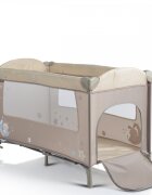 MONI Patut pliabil de calatorie 2in1 Sleepy New Beige 120x60cm cu 2 niveleroti cu blocareusa de acces cu fermoarlaterala cu plasa de ventilatiepliabil compactsaltea pliabilabara cu jucariisaltea de infasat si geanta
