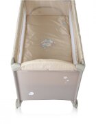 MONI Patut pliabil de calatorie 2in1 Sleepy New Beige 120x60cm cu 2 niveleroti cu blocareusa de acces cu fermoarlaterala cu plasa de ventilatiepliabil compactsaltea pliabilabara cu jucariisaltea de infasat si geanta