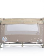 MONI Patut pliabil de calatorie 2in1 Sleepy New Beige 120x60cm cu 2 niveleroti cu blocareusa de acces cu fermoarlaterala cu plasa de ventilatiepliabil compactsaltea pliabilabara cu jucariisaltea de infasat si geanta
