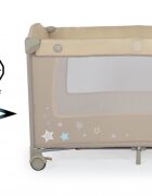 MONI Patut pliabil de calatorie 2in1 Sleepy New Beige 120x60cm cu 2 niveleroti cu blocareusa de acces cu fermoarlaterala cu plasa de ventilatiepliabil compactsaltea pliabilabara cu jucariisaltea de infasat si geanta
