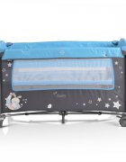 MONI Patut pliabil de calatorie 2in1 Sleepy New Blue 120x60cm cu 2 niveleroti cu blocareusa de acces cu fermoarlaterala cu plasa de ventilatiepliabil compactsaltea pliabilabara cu jucariisaltea de infasat si geanta