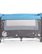 MONI Patut pliabil de calatorie 2in1 Sleepy New Blue 120x60cm cu 2 niveleroti cu blocareusa de acces cu fermoarlaterala cu plasa de ventilatiepliabil compactsaltea pliabilabara cu jucariisaltea de infasat si geanta