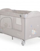 MONI Patut pliabil de calatorie 2in1 Sleepy New Grey 120x60cm cu 2 niveleroti cu blocareusa de acces cu fermoarlaterala cu plasa de ventilatiepliabil compactsaltea pliabilabara cu jucariisaltea de infasat si geanta