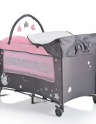 MONI Patut pliabil de calatorie 2in1 Sleepy New Pink 120x60cm cu 2 niveleroti cu blocareusa de acces cu fermoarlaterala cu plasa de ventilatiepliabil compactsaltea pliabilabara cu jucariisaltea de infasat si geanta