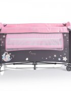 MONI Patut pliabil de calatorie 2in1 Sleepy New Pink 120x60cm cu 2 niveleroti cu blocareusa de acces cu fermoarlaterala cu plasa de ventilatiepliabil compactsaltea pliabilabara cu jucariisaltea de infasat si geanta