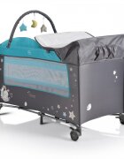 MONI Patut pliabil de calatorie 2in1 Sleepy New Turcoaz 120x60cm cu 2 niveleroti cu blocareusa de acces cu fermoarlaterala cu plasa de ventilatiepliabil compactsaltea pliabilabara cu jucariisaltea de infasat si geanta
