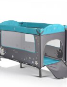 MONI Patut pliabil de calatorie 2in1 Sleepy New Turcoaz 120x60cm cu 2 niveleroti cu blocareusa de acces cu fermoarlaterala cu plasa de ventilatiepliabil compactsaltea pliabilabara cu jucariisaltea de infasat si geanta