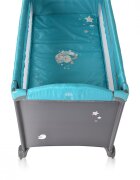 MONI Patut pliabil de calatorie 2in1 Sleepy New Turcoaz 120x60cm cu 2 niveleroti cu blocareusa de acces cu fermoarlaterala cu plasa de ventilatiepliabil compactsaltea pliabilabara cu jucariisaltea de infasat si geanta