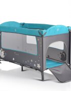 MONI Patut pliabil de calatorie 2in1 Sleepy New Turcoaz 120x60cm cu 2 niveleroti cu blocareusa de acces cu fermoarlaterala cu plasa de ventilatiepliabil compactsaltea pliabilabara cu jucariisaltea de infasat si geanta