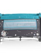 MONI Patut pliabil de calatorie 2in1 Sleepy New Turcoaz 120x60cm cu 2 niveleroti cu blocareusa de acces cu fermoarlaterala cu plasa de ventilatiepliabil compactsaltea pliabilabara cu jucariisaltea de infasat si geanta