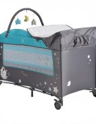 MONI Patut pliabil de calatorie 2in1 Sleepy New Turcoaz 120x60cm cu 2 niveleroti cu blocareusa de acces cu fermoarlaterala cu plasa de ventilatiepliabil compactsaltea pliabilabara cu jucariisaltea de infasat si geanta