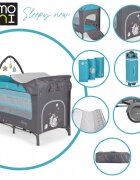 MONI Patut pliabil de calatorie 2in1 Sleepy New Turcoaz 120x60cm cu 2 niveleroti cu blocareusa de acces cu fermoarlaterala cu plasa de ventilatiepliabil compactsaltea pliabilabara cu jucariisaltea de infasat si geanta