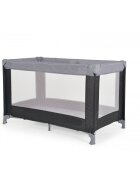 MONI Patut pliabil de calatorie Solo Grey cu un nivelpliere compactasaltea pliabila si geanta transport incluselaterale cu plasa de ventilatieusa de acces cu fermoarideal pentru calatorii sau vizite la bunici