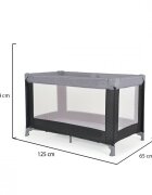 MONI Patut pliabil de calatorie Solo Grey cu un nivelpliere compactasaltea pliabila si geanta transport incluselaterale cu plasa de ventilatieusa de acces cu fermoarideal pentru calatorii sau vizite la bunici