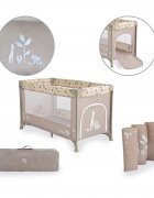 MONI Patut pliabil pentru copii Safari Beige 125x62x75 cm cu un nivelDeschidere laterala cu fermoarSaltea pliabila si geanta transport inclusede la 0 luni pana la 15 kg