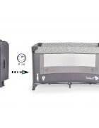 MONI Patut pliabil pentru copii Safari Graphite 125x62x75 cm cu un nivelDeschidere laterala cu fermoarSaltea pliabila si geanta transport inclusede la 0 luni pana la 15 kg