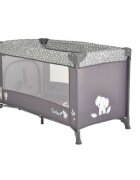 MONI Patut pliabil pentru copii Safari Graphite 125x62x75 cm cu un nivelDeschidere laterala cu fermoarSaltea pliabila si geanta transport inclusede la 0 luni pana la 15 kg