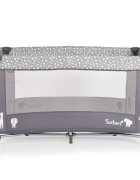 MONI Patut pliabil pentru copii Safari Graphite 125x62x75 cm cu un nivelDeschidere laterala cu fermoarSaltea pliabila si geanta transport inclusede la 0 luni pana la 15 kg