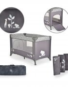 MONI Patut pliabil pentru copii Safari Graphite 125x62x75 cm cu un nivelDeschidere laterala cu fermoarSaltea pliabila si geanta transport inclusede la 0 luni pana la 15 kg