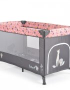 MONI Patut pliabil pentru copii Safari Pink 125x62x75 cm cu un nivelDeschidere laterala cu fermoarSaltea pliabila si geanta transport inclusede la 0 luni pana la 15 kg