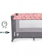 MONI Patut pliabil pentru copii Safari Pink 125x62x75 cm cu un nivelDeschidere laterala cu fermoarSaltea pliabila si geanta transport inclusede la 0 luni pana la 15 kg