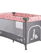 MONI Patut pliabil pentru copii Safari Pink 125x62x75 cm cu un nivelDeschidere laterala cu fermoarSaltea pliabila si geanta transport inclusede la 0 luni pana la 15 kg