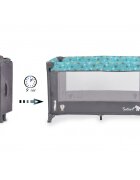 MONI Patut pliabil pentru copii Safari Turquoise 125x62x75 cm cu un nivelDeschidere laterala cu fermoarSaltea pliabila si geanta transport inclusede la 0 luni pana la 15 kg