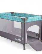 MONI Patut pliabil pentru copii Safari Turquoise 125x62x75 cm cu un nivelDeschidere laterala cu fermoarSaltea pliabila si geanta transport inclusede la 0 luni pana la 15 kg
