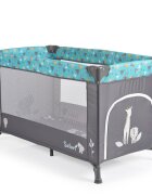 MONI Patut pliabil pentru copii Safari Turquoise 125x62x75 cm cu un nivelDeschidere laterala cu fermoarSaltea pliabila si geanta transport inclusede la 0 luni pana la 15 kg