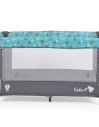 MONI Patut pliabil pentru copii Safari Turquoise 125x62x75 cm cu un nivelDeschidere laterala cu fermoarSaltea pliabila si geanta transport inclusede la 0 luni pana la 15 kg