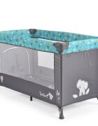 MONI Patut pliabil pentru copii Safari Turquoise 125x62x75 cm cu un nivelDeschidere laterala cu fermoarSaltea pliabila si geanta transport inclusede la 0 luni pana la 15 kg